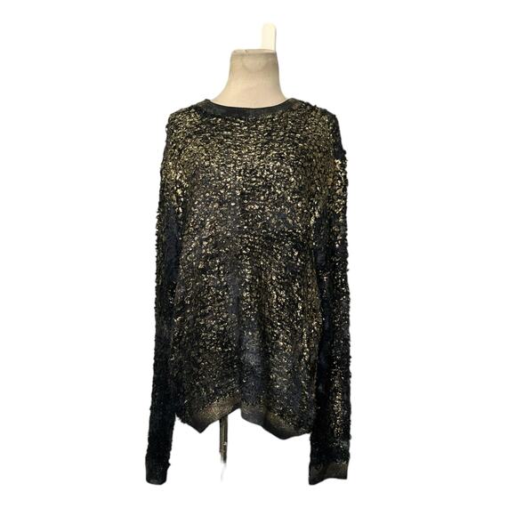 Avant Toi black gold metallic distressed-effect sweater size XL - Picture 11 of 12
